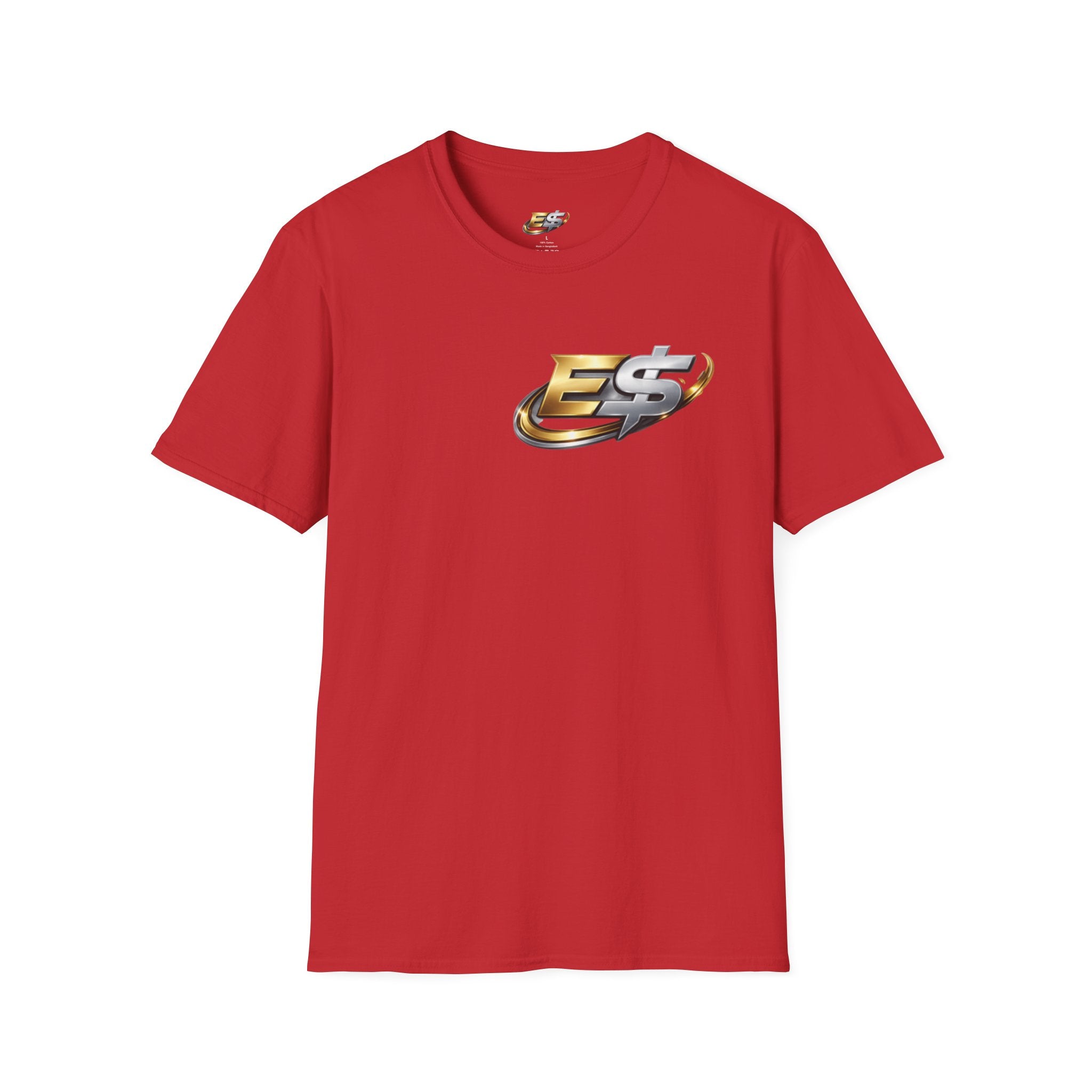 E Money Logo Graphic T‑Shirt — Metallic Gold & Silver Streetwear Tee