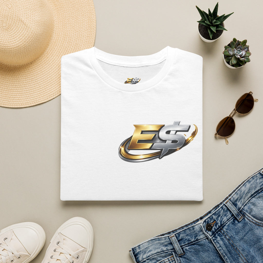 E Money Logo Graphic T‑Shirt — Metallic Gold & Silver Streetwear Tee