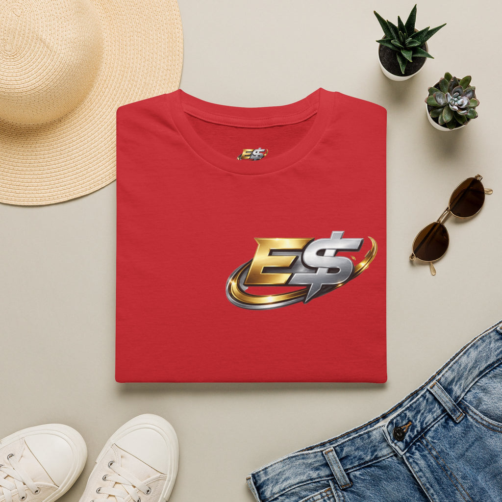 E Money Logo Graphic T‑Shirt — Metallic Gold & Silver Streetwear Tee