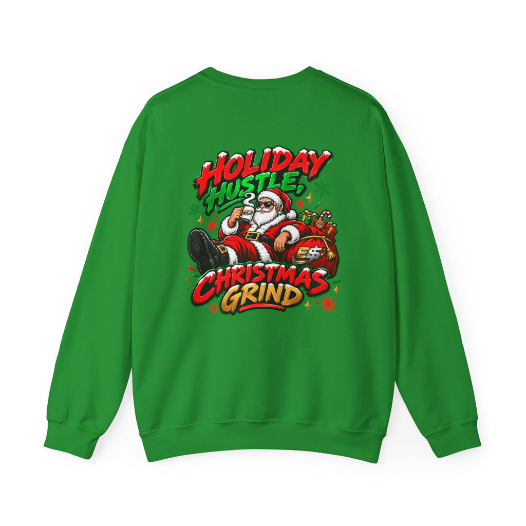 Christmas Grind Crewneck Sweatshirt — Holiday Hustle Santa Graphic