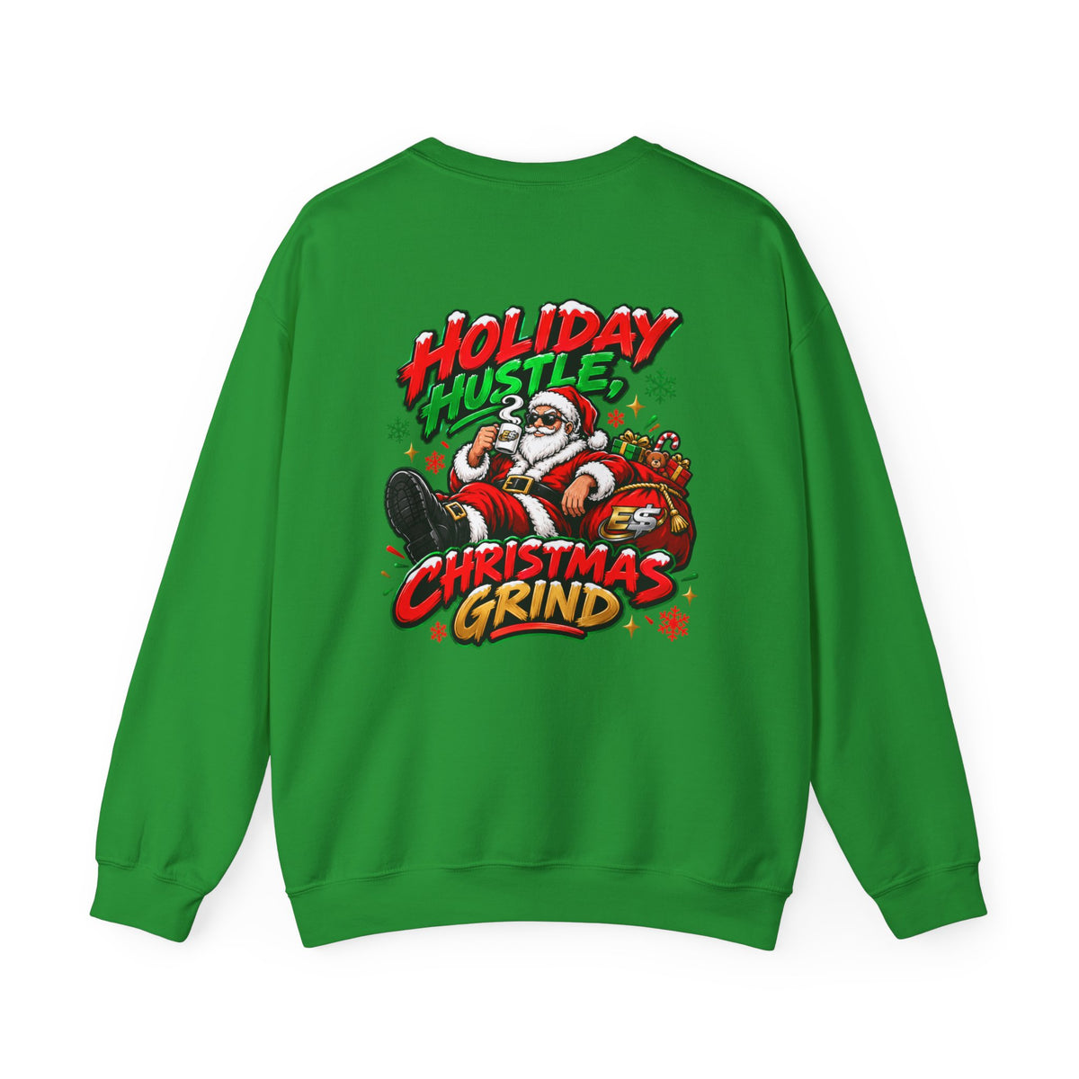 Christmas Grind Crewneck Sweatshirt — Holiday Hustle Santa Graphic
