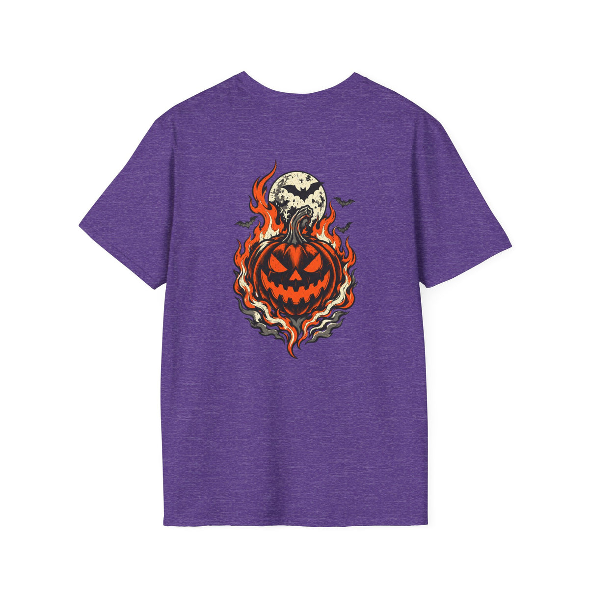 Halloween Jack-O'-Lantern Tee — Flaming Pumpkin with Full Moon Graphic